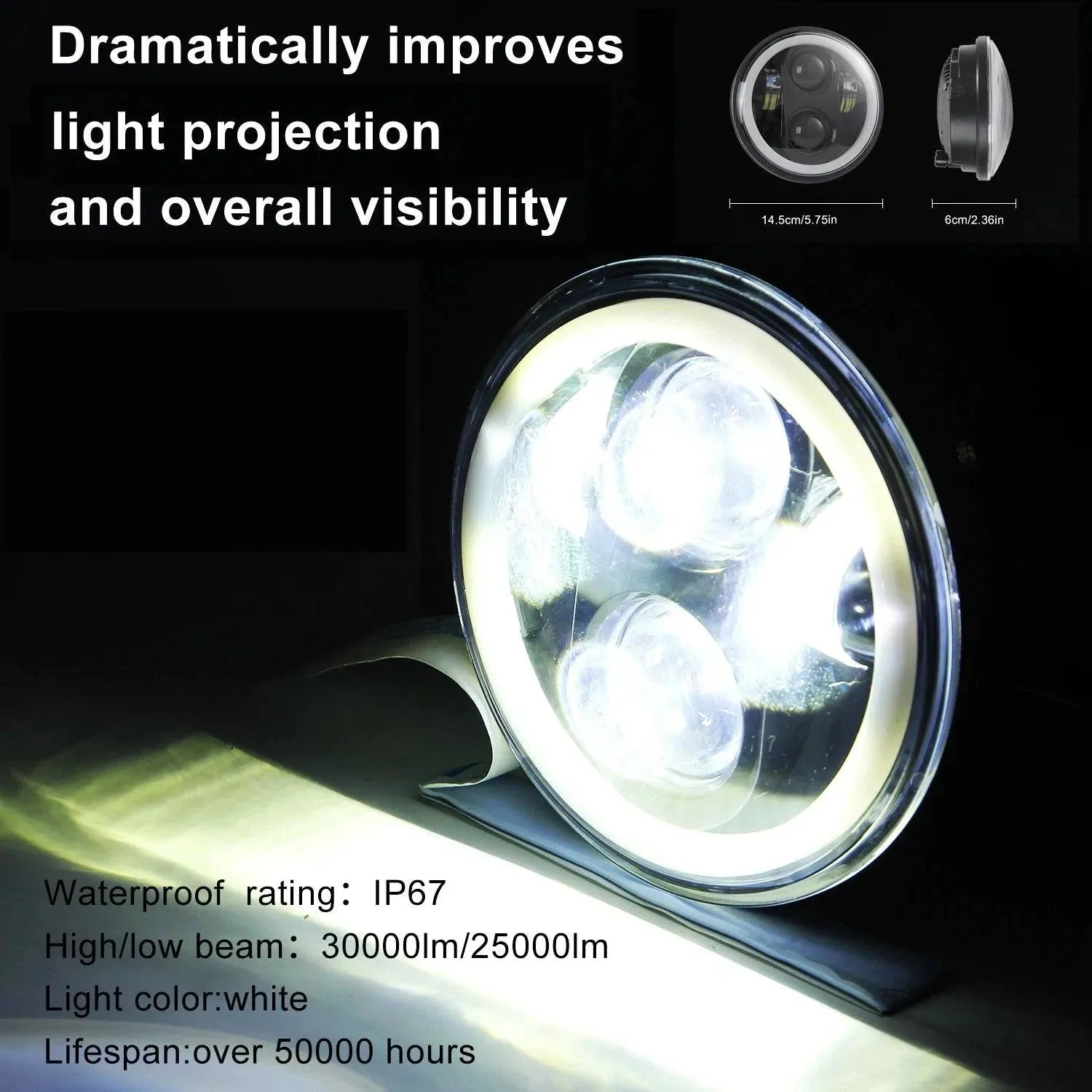 5.75 inch LED Headlight Motorcycle Projector Headlamp Super Wide Angle Driving Light Motorcycle Accessories