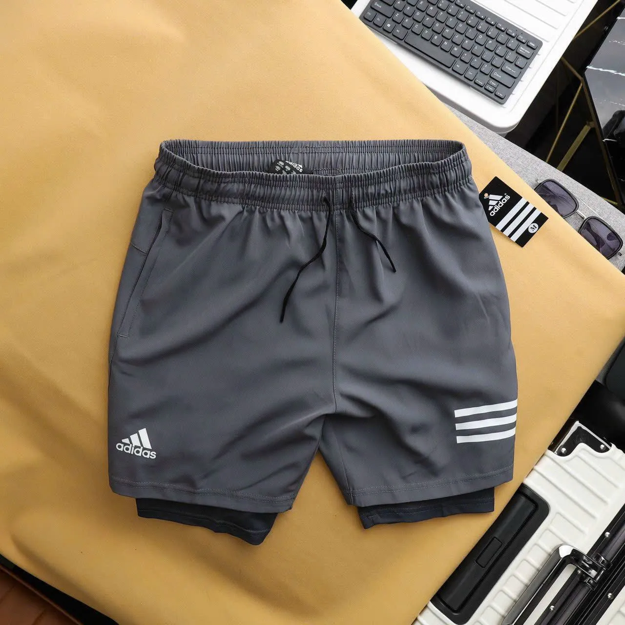 ADIDAS 2 LAYER TRAINING SHORTS