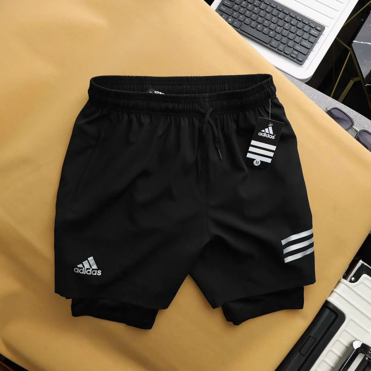 ADIDAS 2 LAYER TRAINING SHORTS