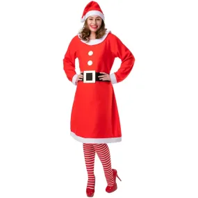 Adults Mrs Santa Claus Dress & Hat Red White Christmas Costume