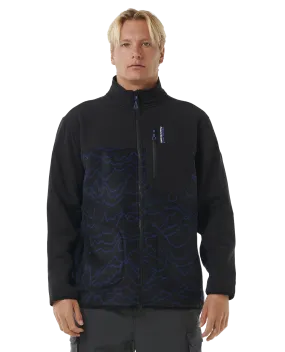 Anti-Series Search Zip Fleece Jacket in Black & Berry