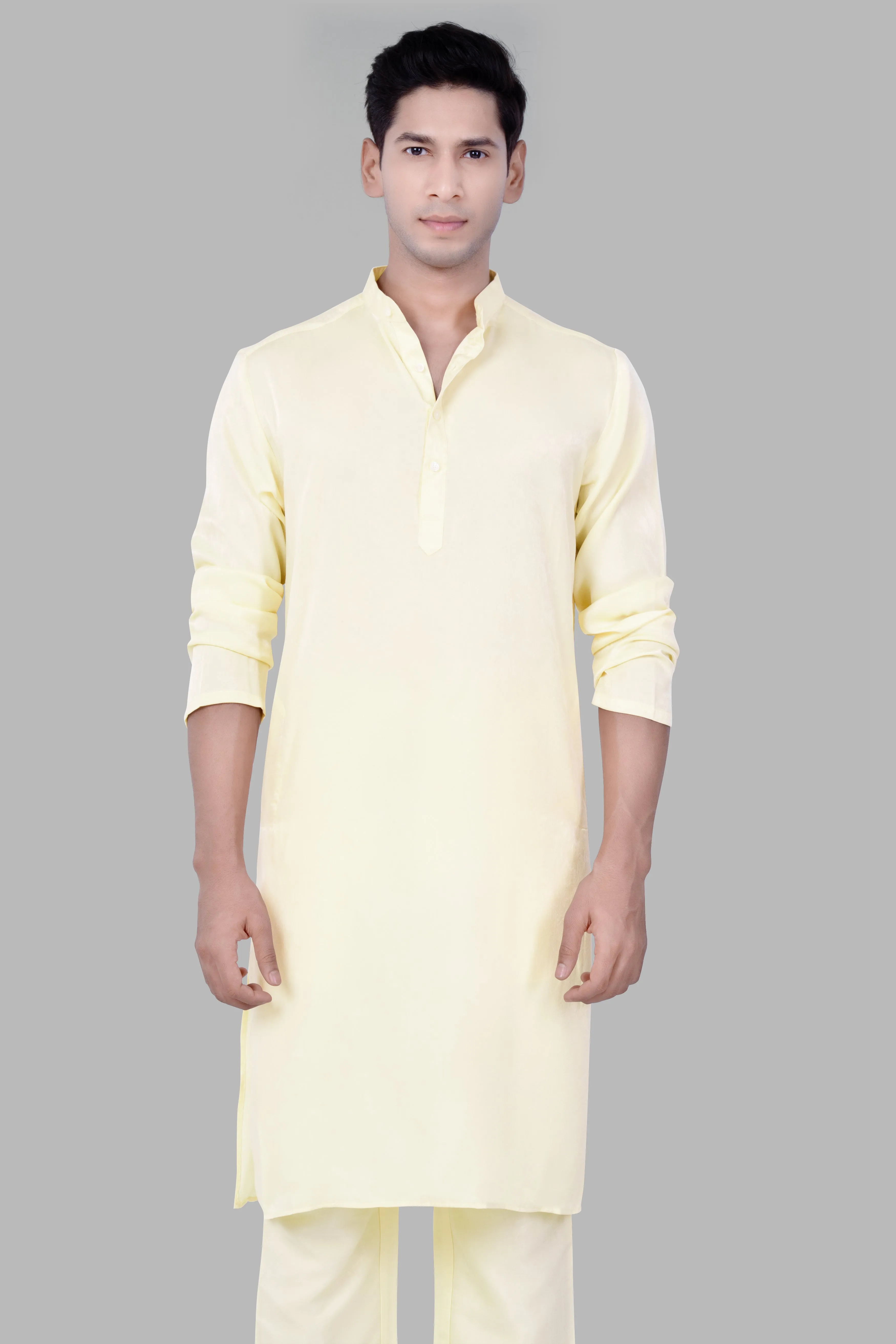 Apricoat Cream Subtle Sheen Viscose Kurta