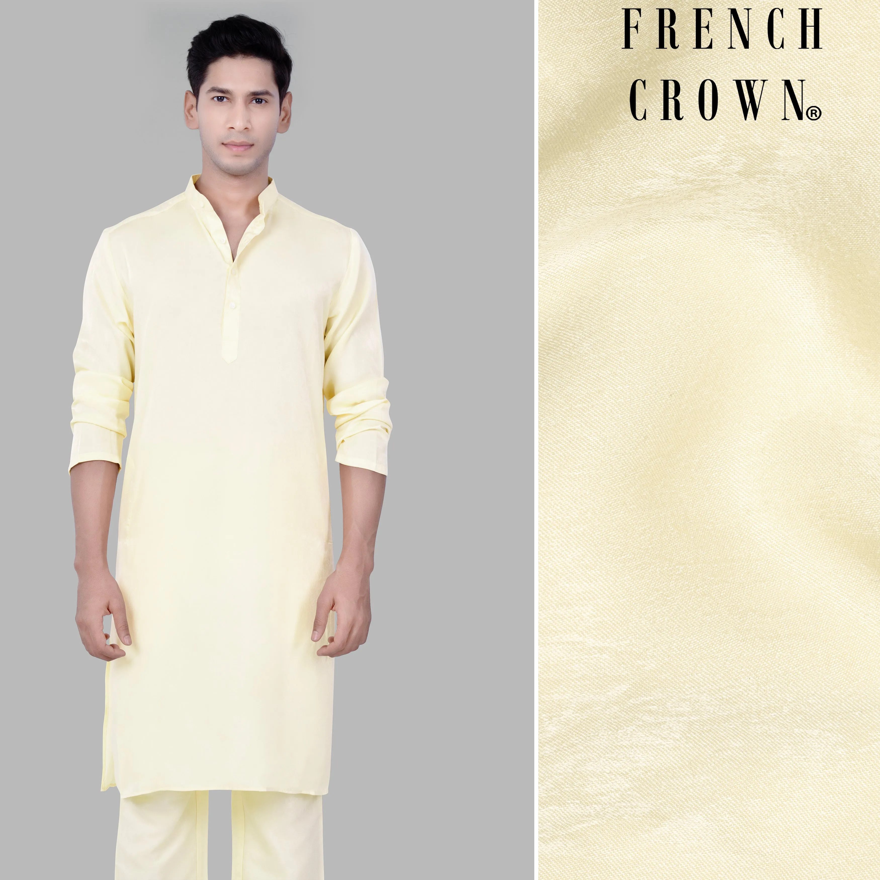 Apricoat Cream Subtle Sheen Viscose Kurta