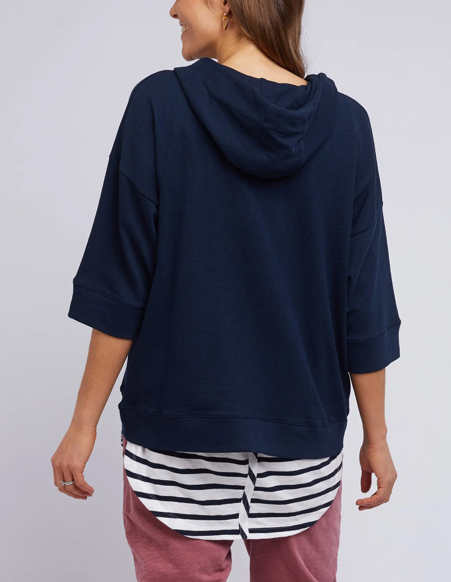 Beachy Zip Hoodie Navy