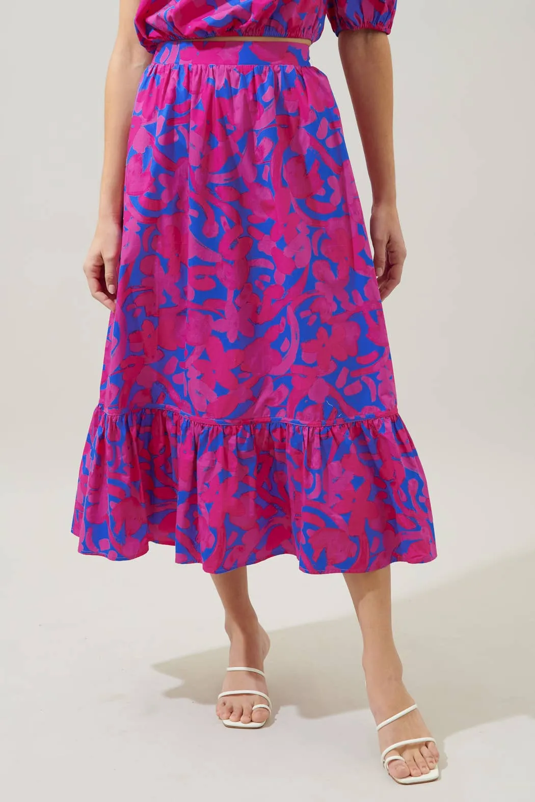 Berry Tatchi Ruffle Midi Skirt