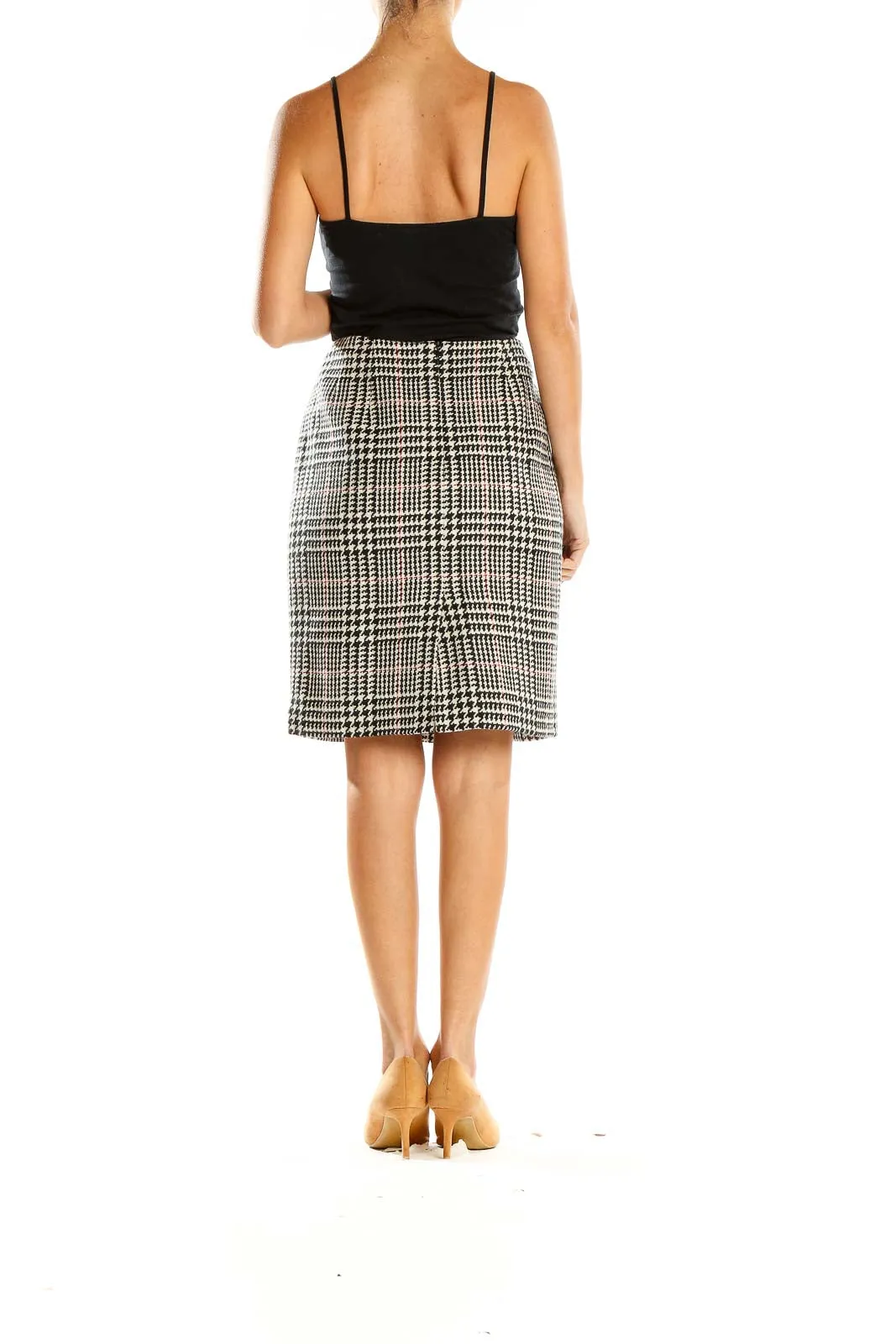 Black and White Houndstooth Pencil Skirt