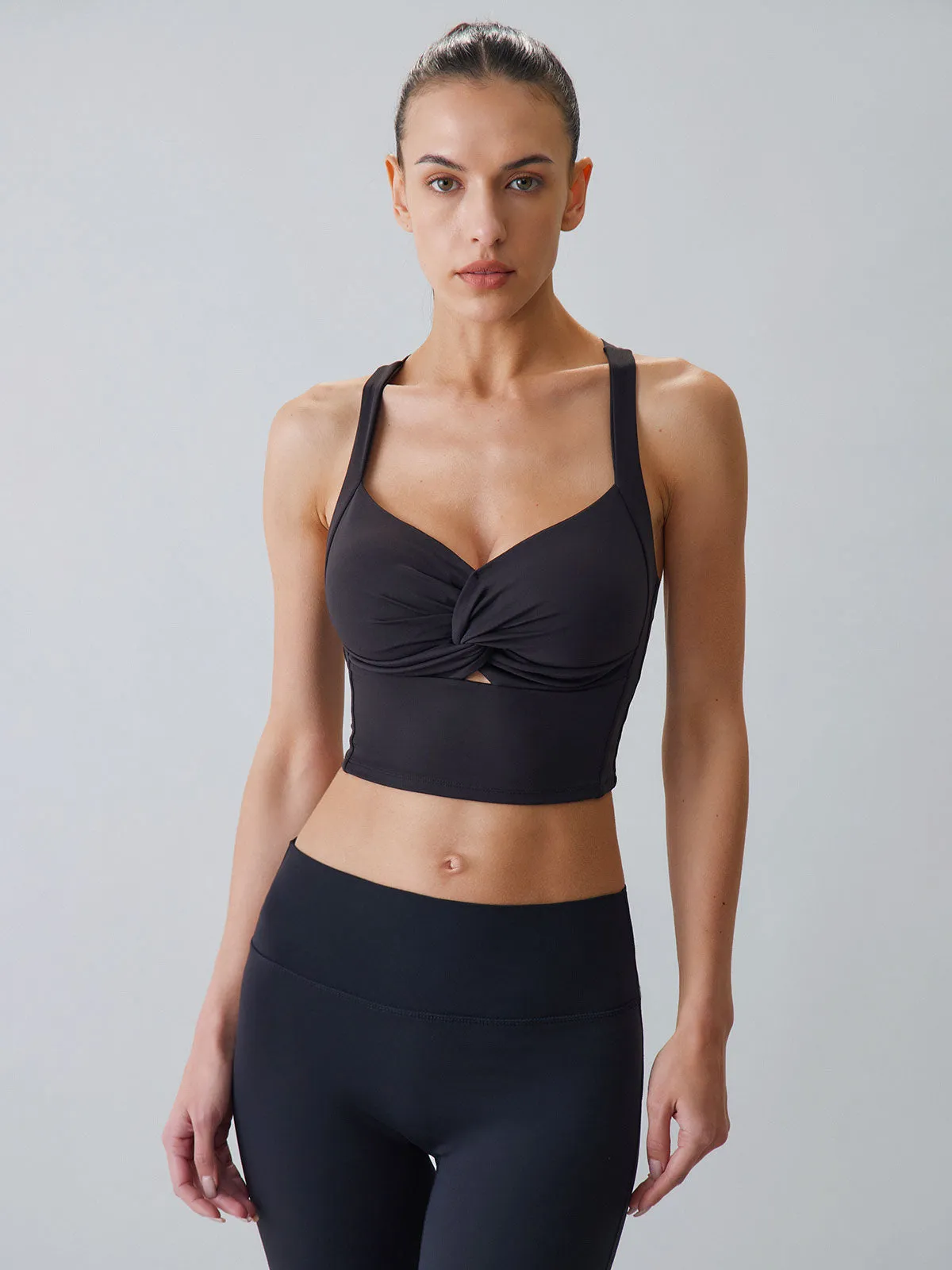 Black Twist X Cross Cami Top - Light Support