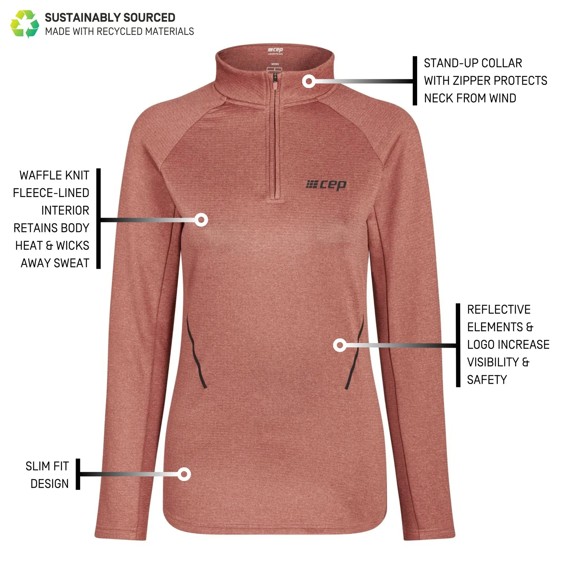 CEP | Cold Weather Quarter Zip Pullover | Women's | Dusty Rose