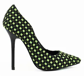 Checker Single Sole Pointy Pumps Womens Stiletto Heels