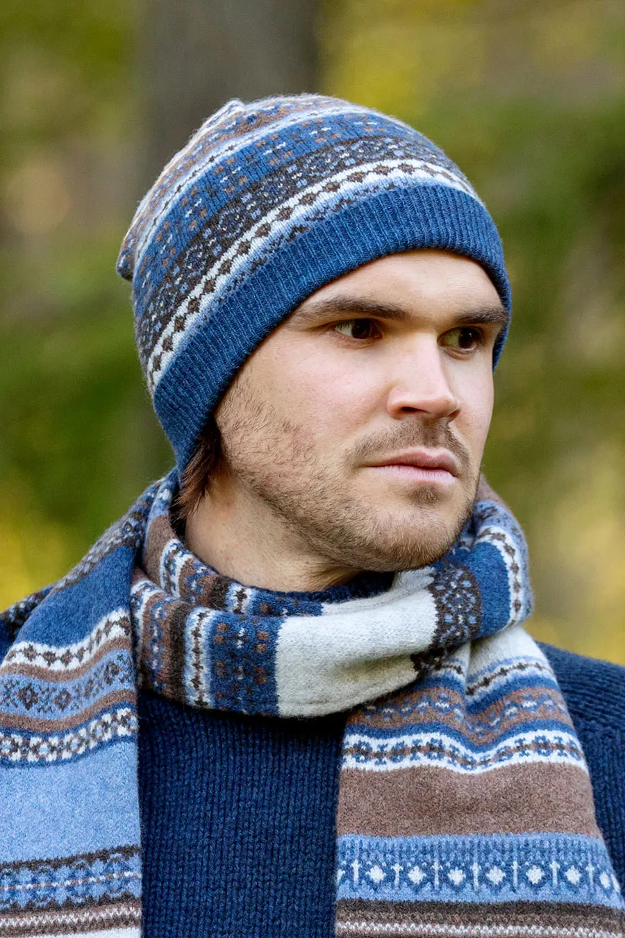 Clyde Fair isle beanie hat - Blue