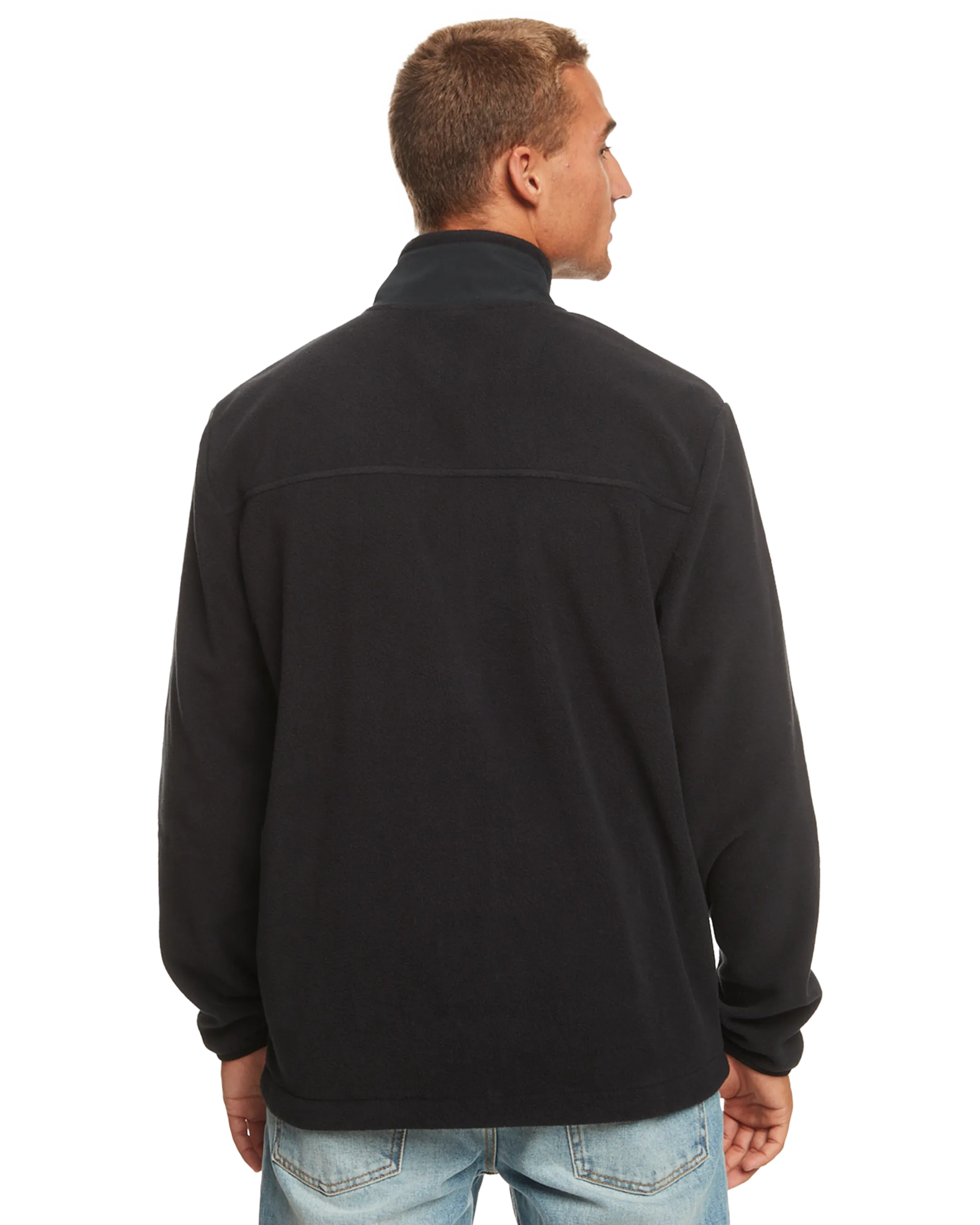 Collar Zip Fleece Jacket in Black