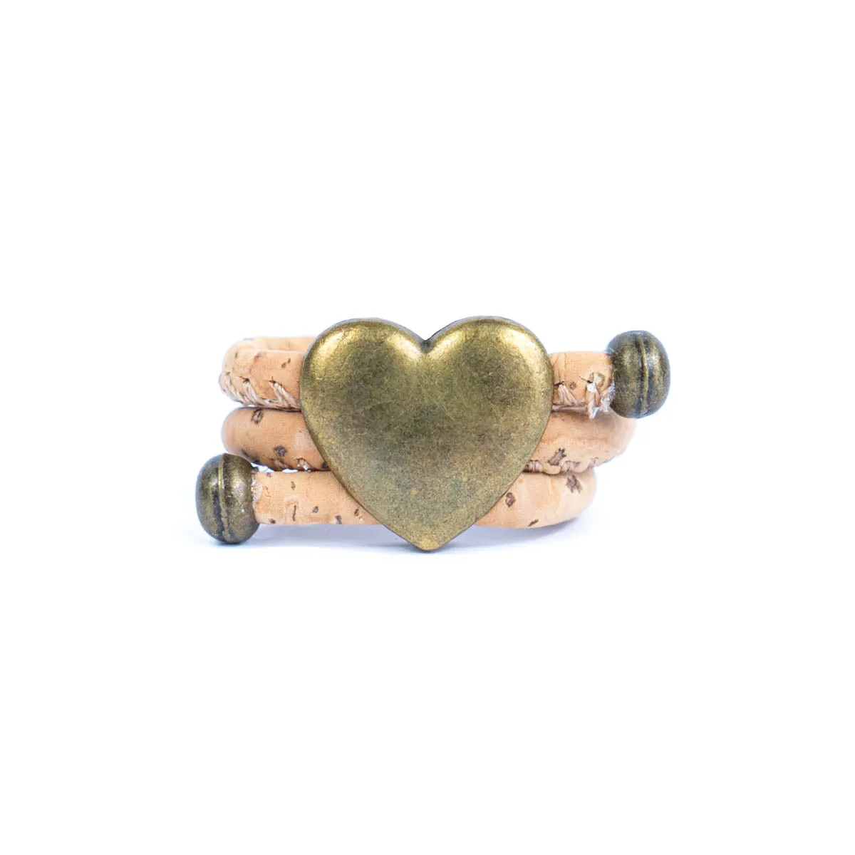 Colored cork line and bronze heart alloy hardware handmade women's ring  RW-045-MIX-10