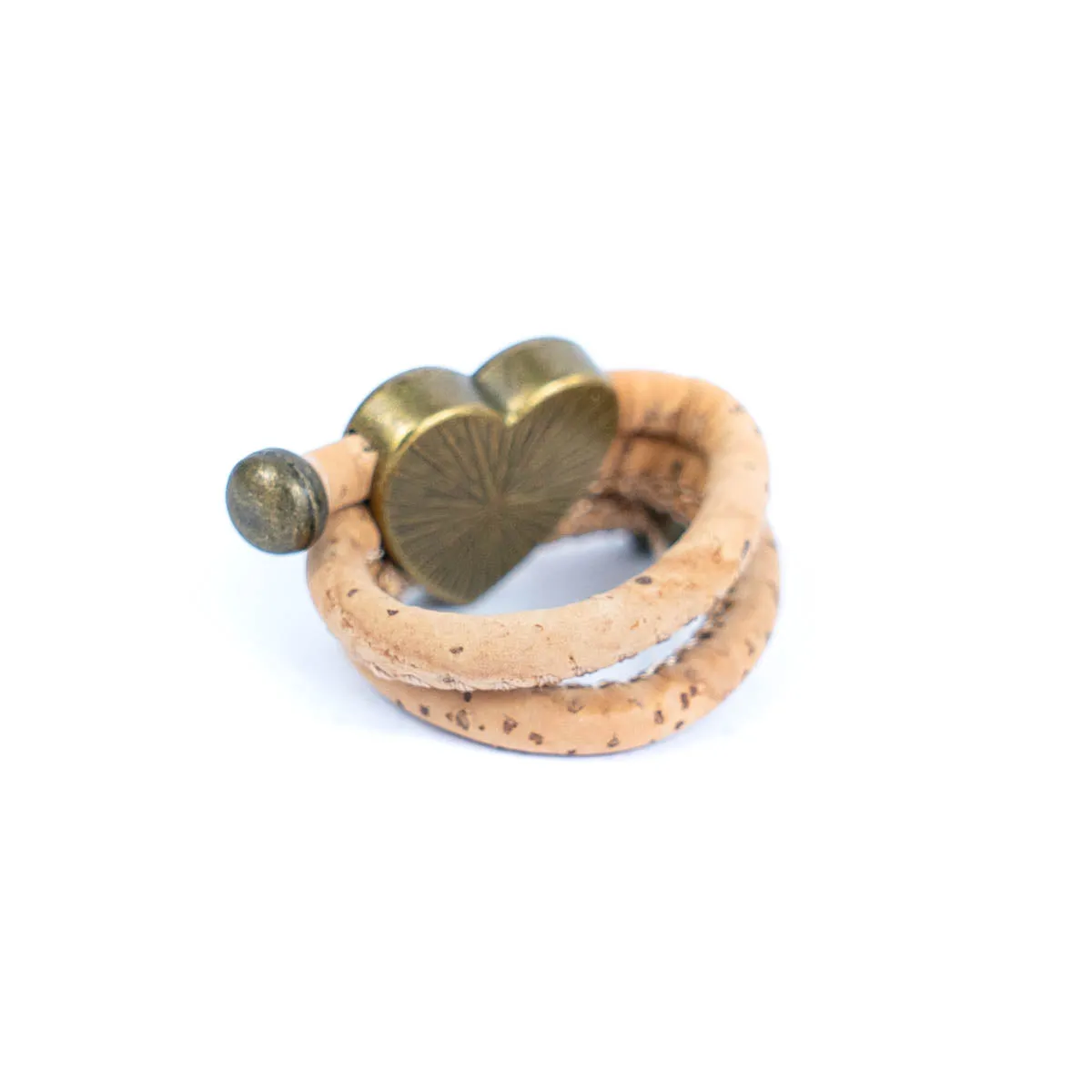 Colored cork line and bronze heart alloy hardware handmade women's ring  RW-045-MIX-10