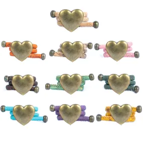 Colored cork line and bronze heart alloy hardware handmade women's ring  RW-045-MIX-10