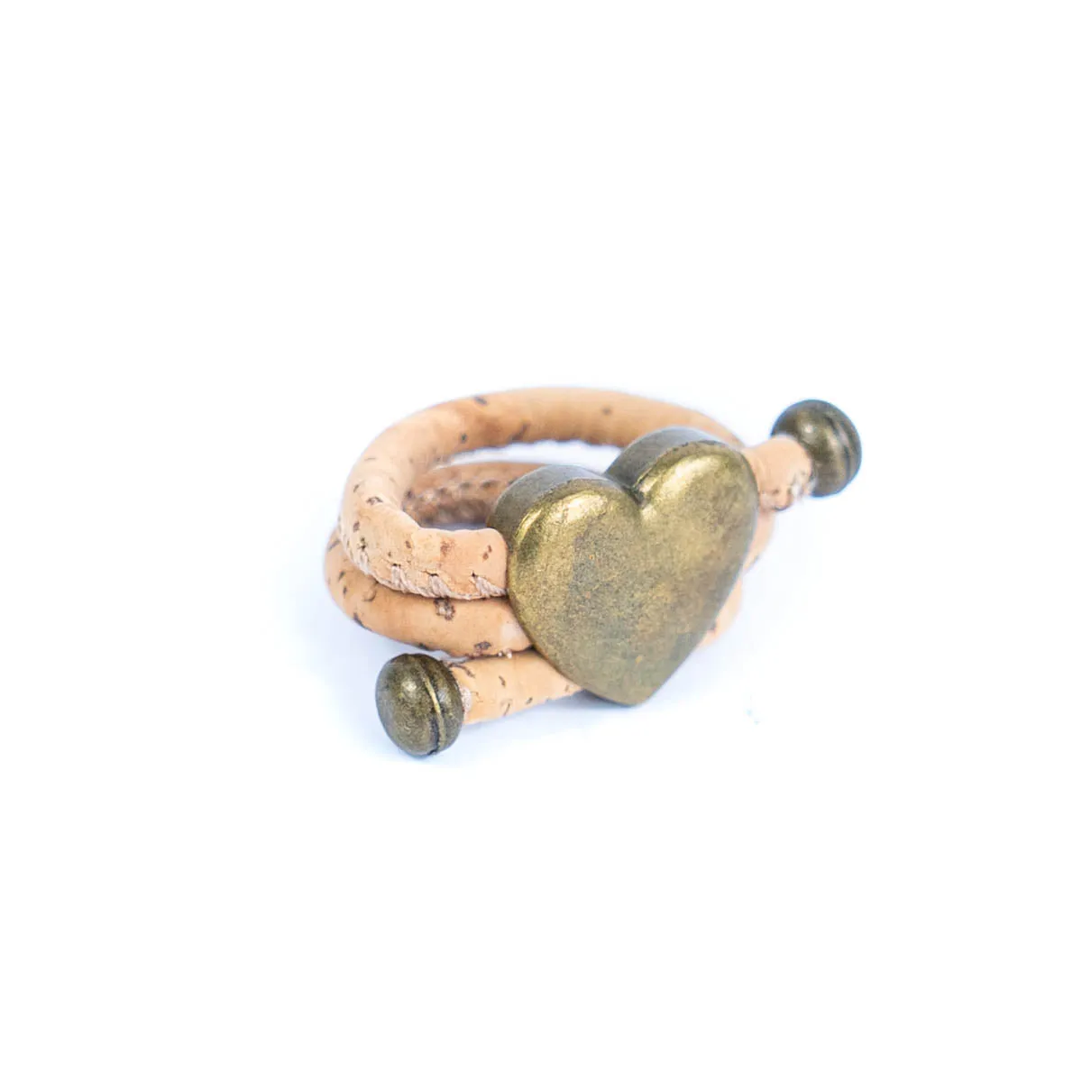 Colored cork line and bronze heart alloy hardware handmade women's ring  RW-045-MIX-10