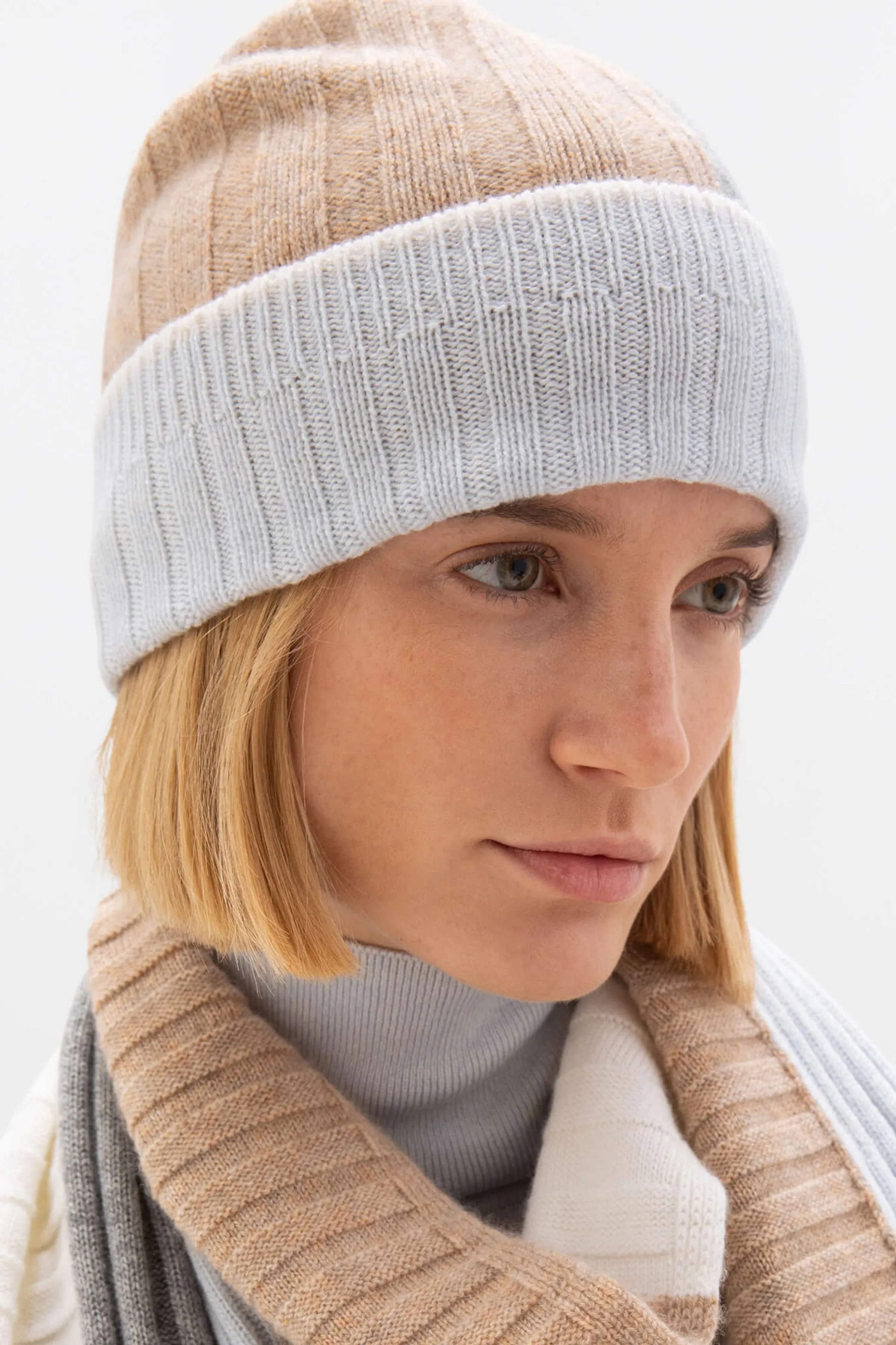 Colour Block Cashmere Beanie