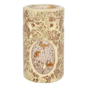 Crackle Glass Oil Burner - Gold Pillar - Home Fragrance Accessory