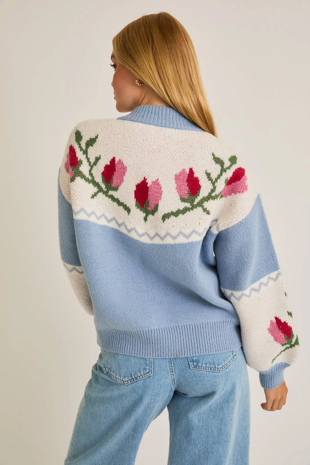 DAPHNE FLORAL PATTERN  SWEATER JACKET