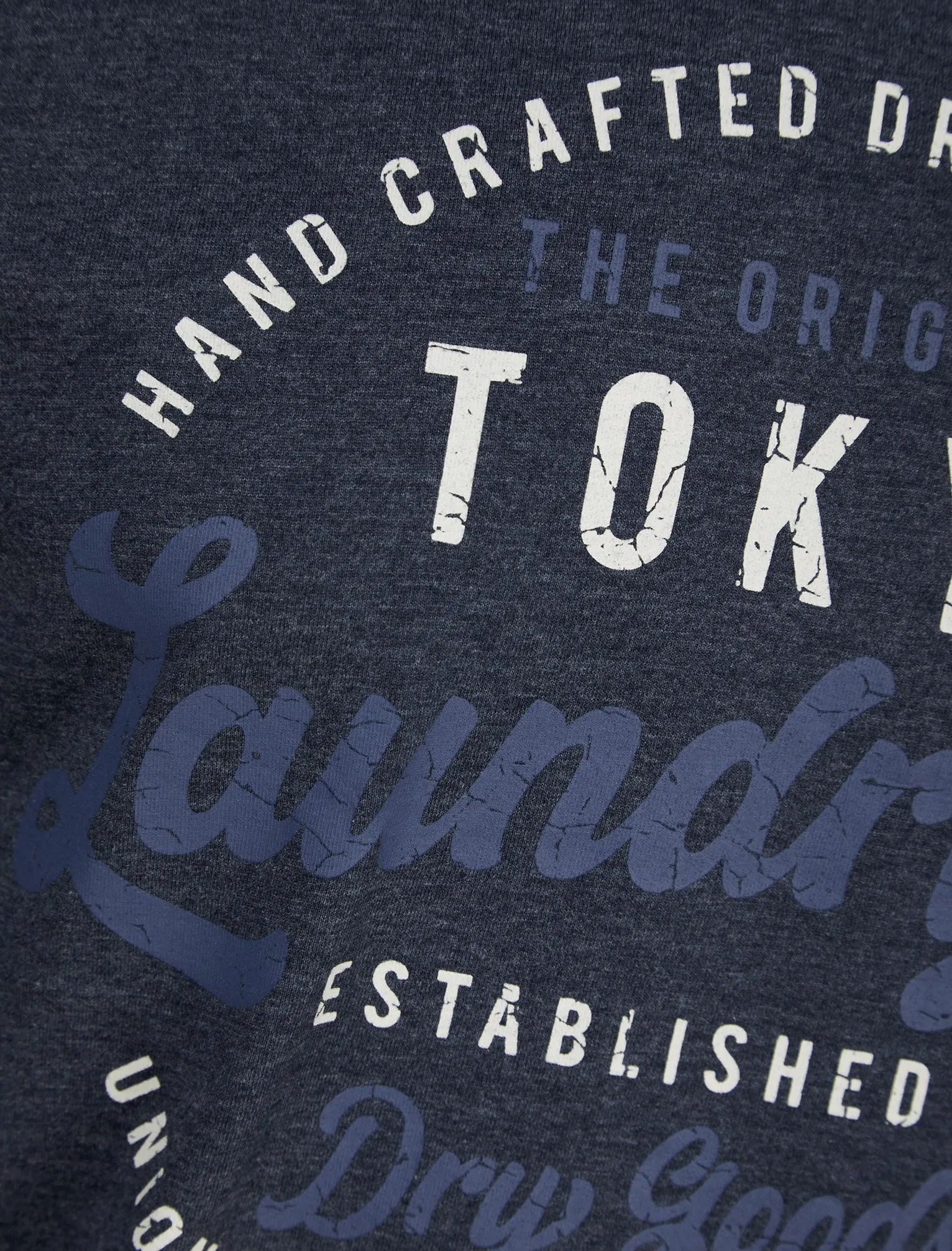 Default Motif Cotton Jersey Long Sleeve Top in Navy Marl - Tokyo Laundry