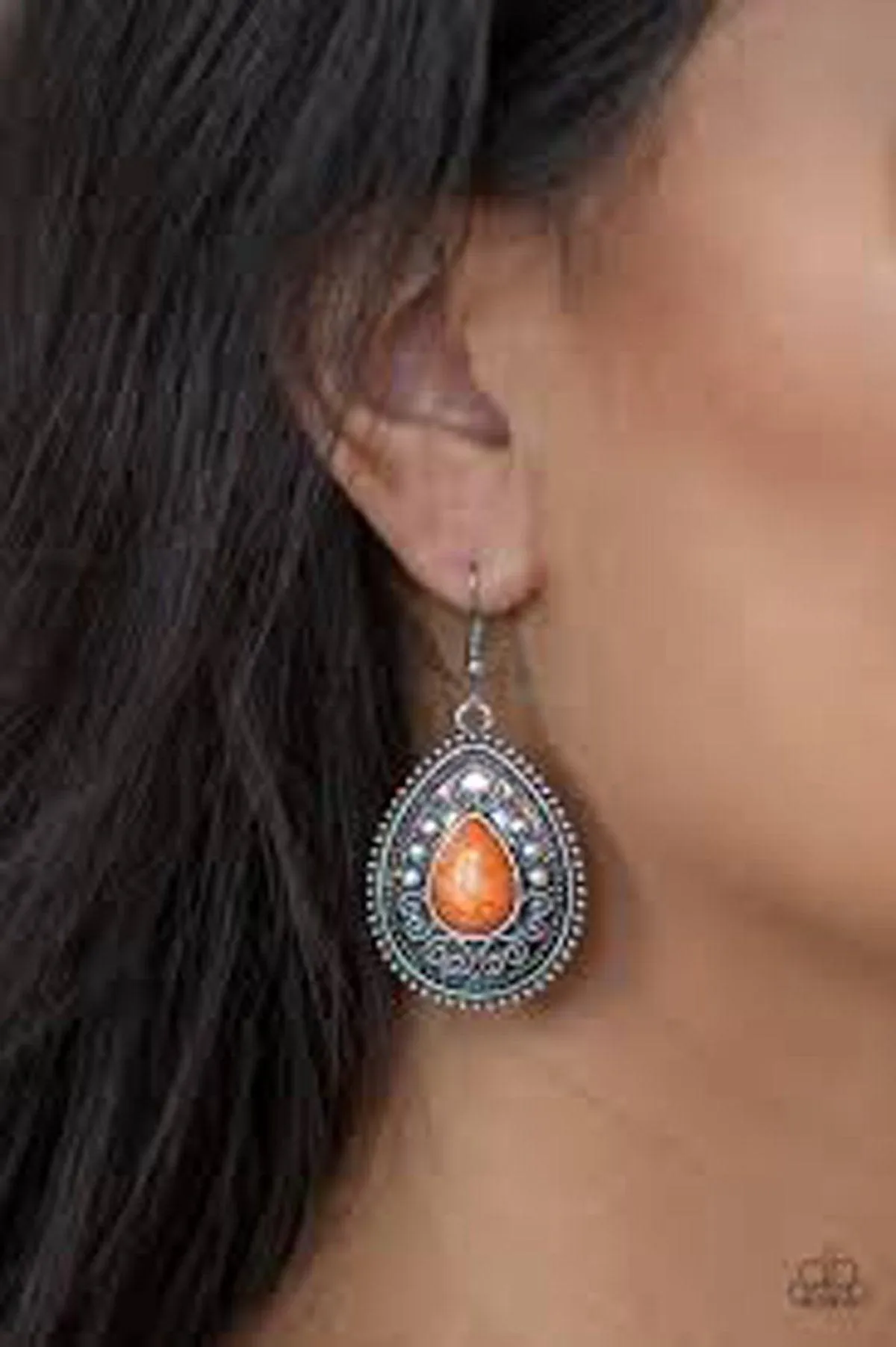 Desert Nirvana Orange Stone Teardrop Earrings - Paparazzi Accessories