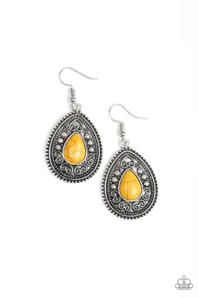 Desert Nirvana Yellow Stone Teardrop Earrings - Paparazzi Accessories