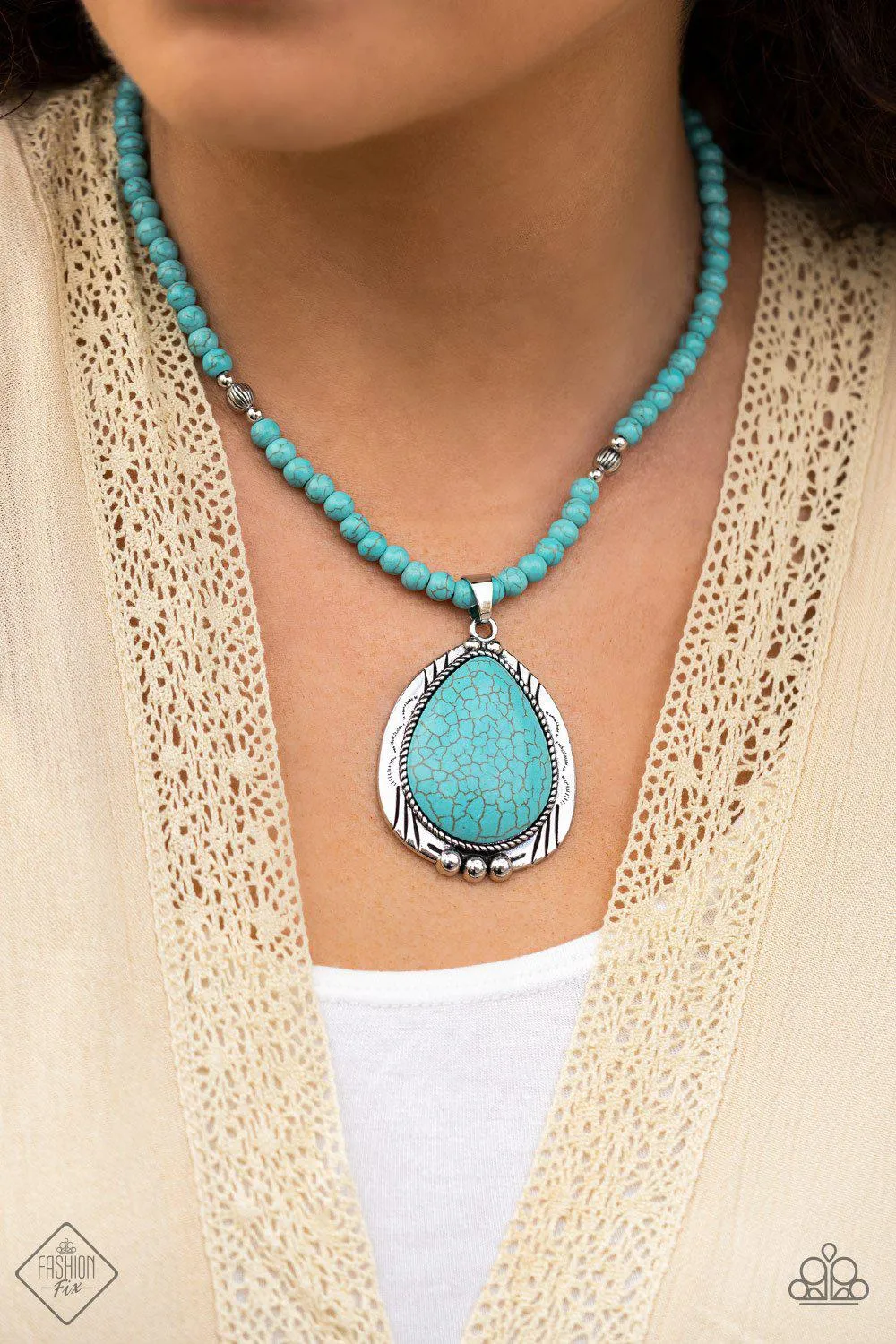 Evolution Turquoise Blue Stone Necklace - Paparazzi Accessories