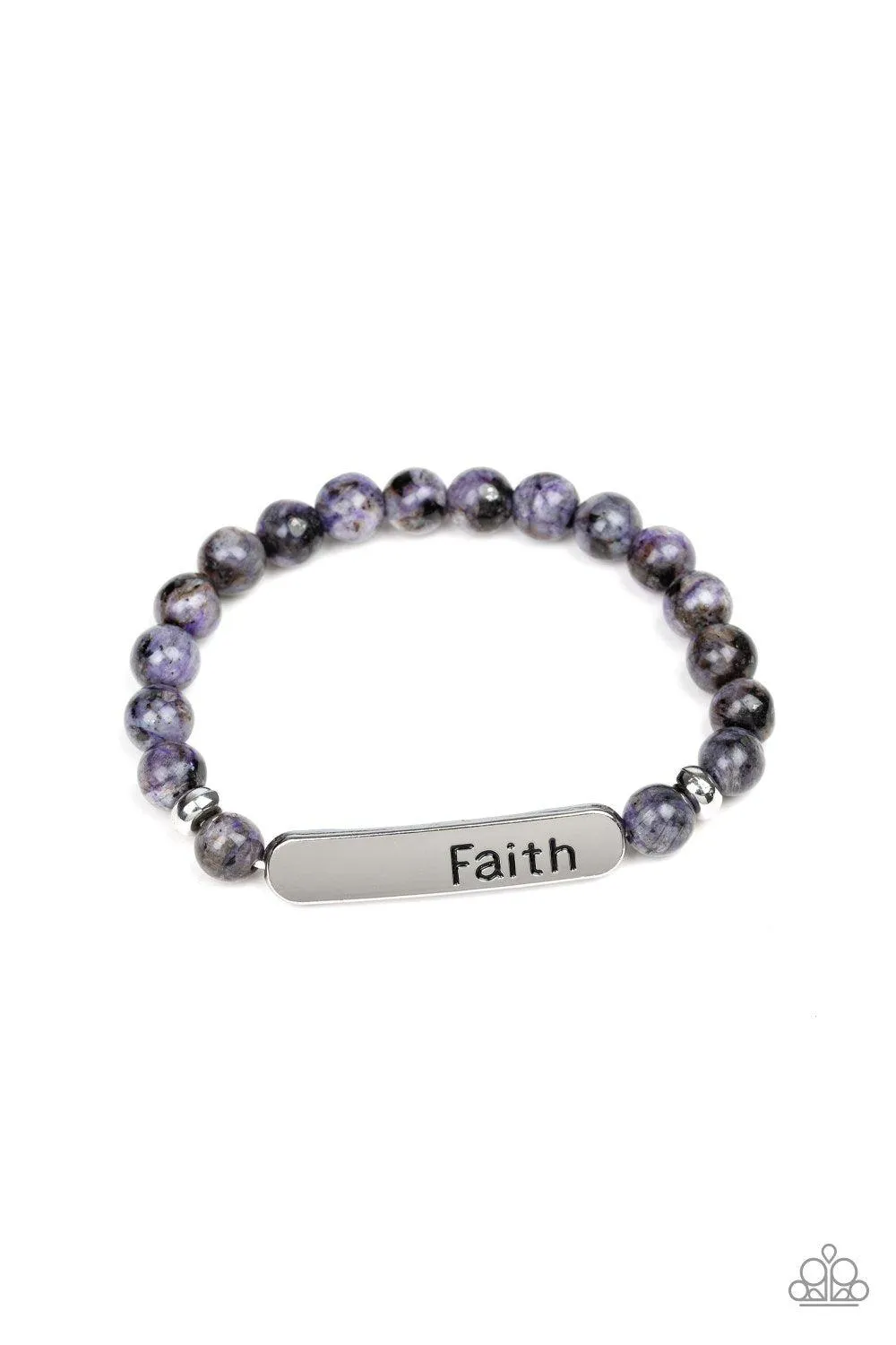 Faith In All Things Purple Stone Stretch Bracelet - Paparazzi Accessories