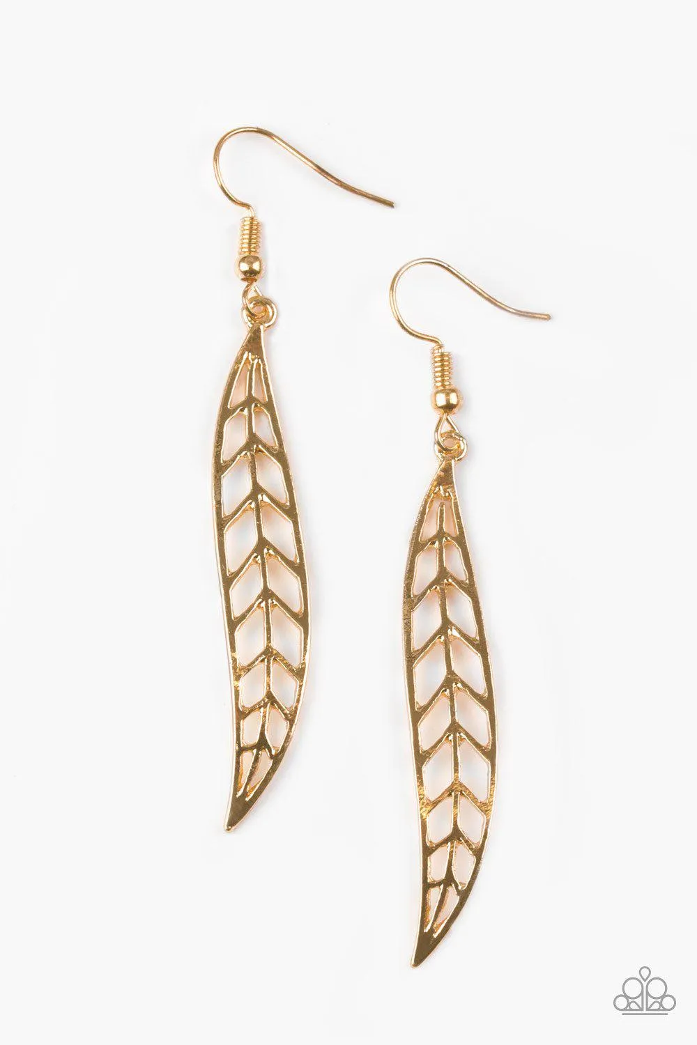 Feelin' Feathery Gold Earrings - Paparazzi Accessories