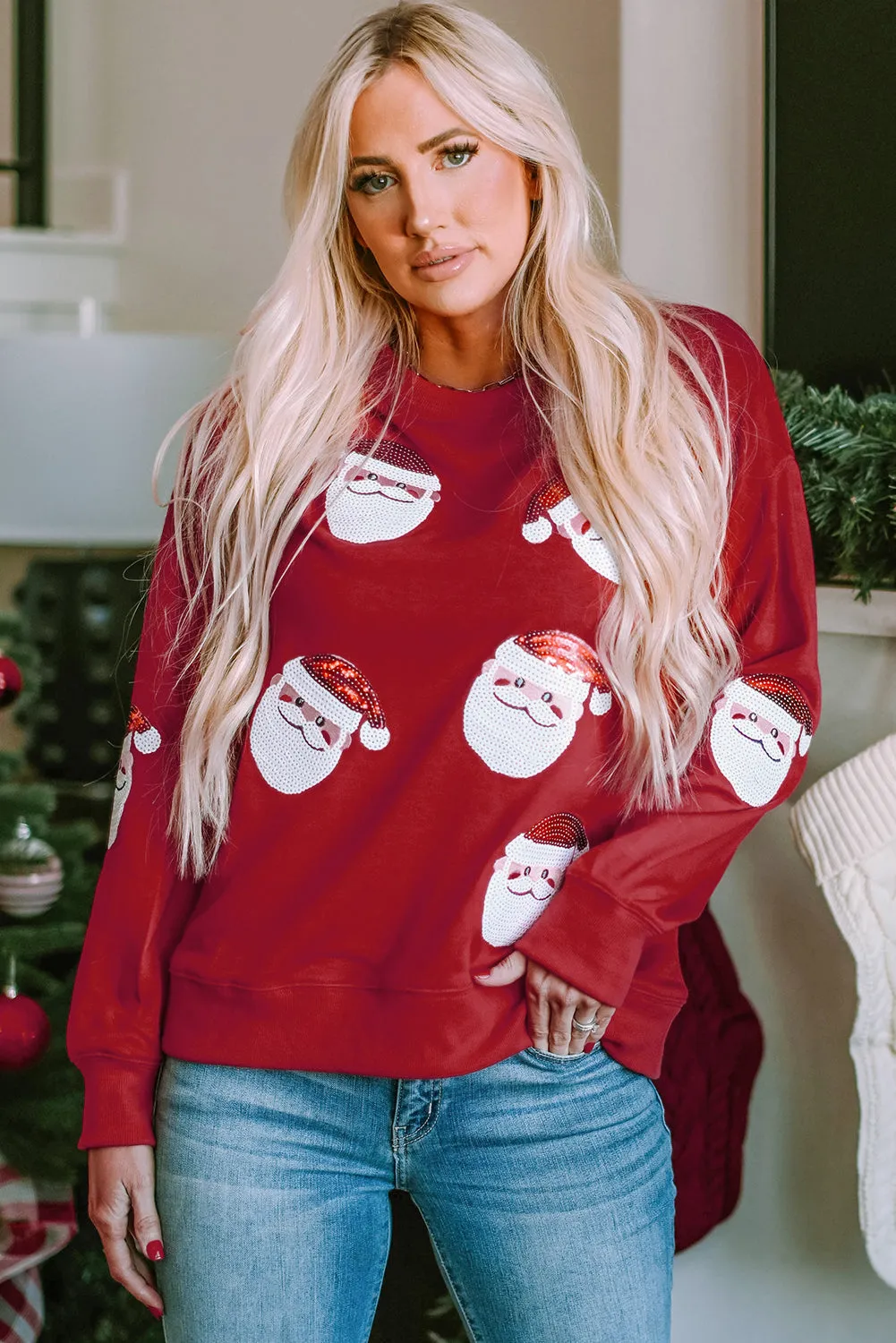 Fiery Red Santa Claus Graphic Sweatshirt