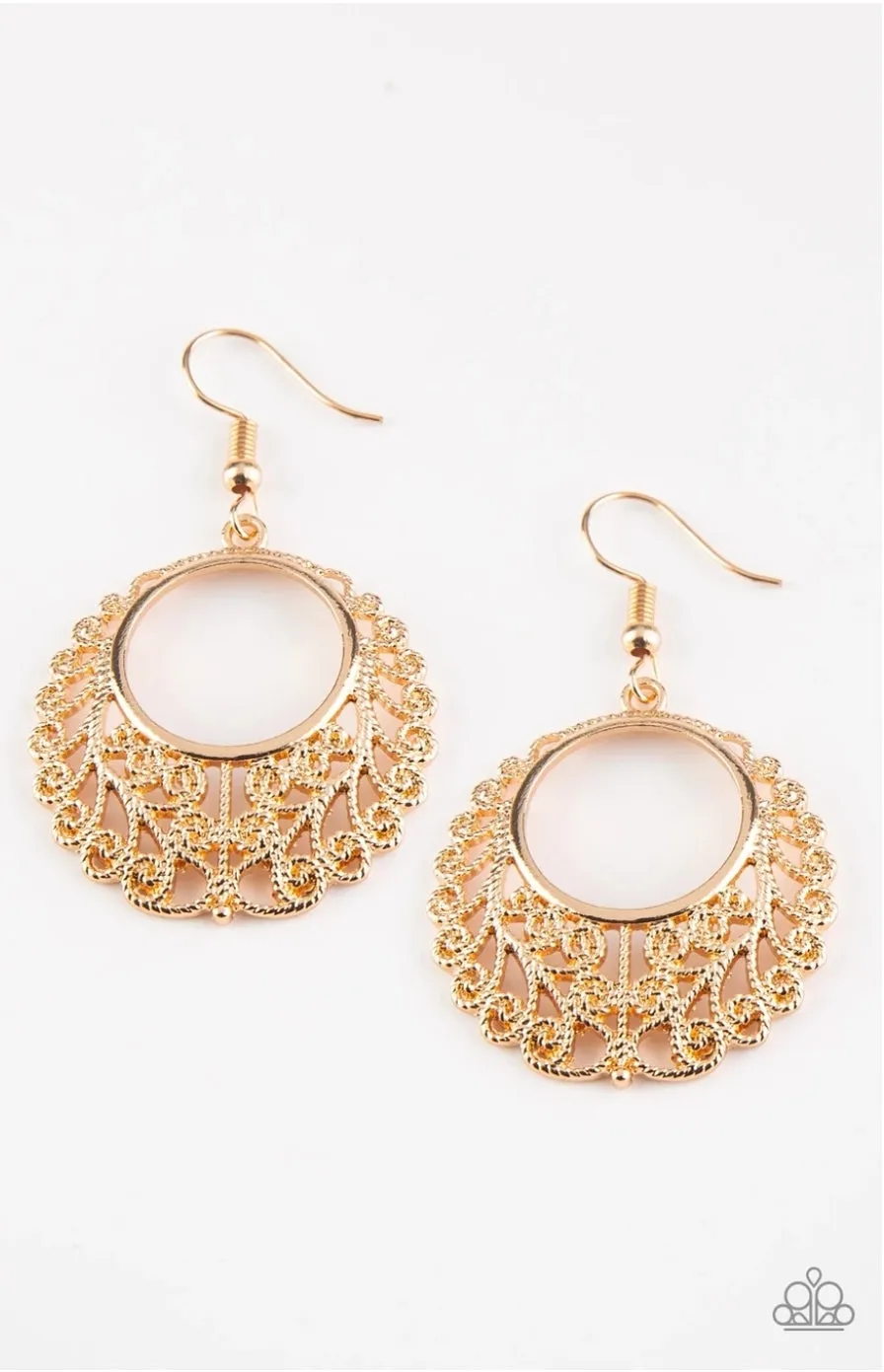 Grapevine Glamorous Gold Earring - Paparazzi  Accessories