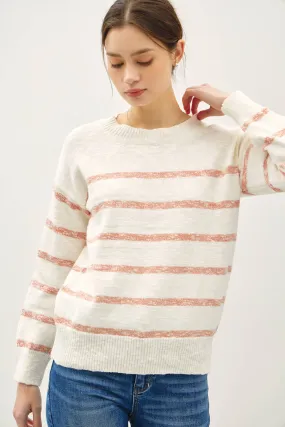 HEATHER STRIPED LONG SLEEVE SWEATER