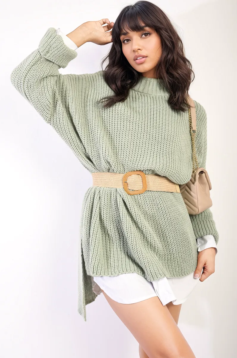 Honor High Neck Oversized Long Sleeve Knitted Jumper