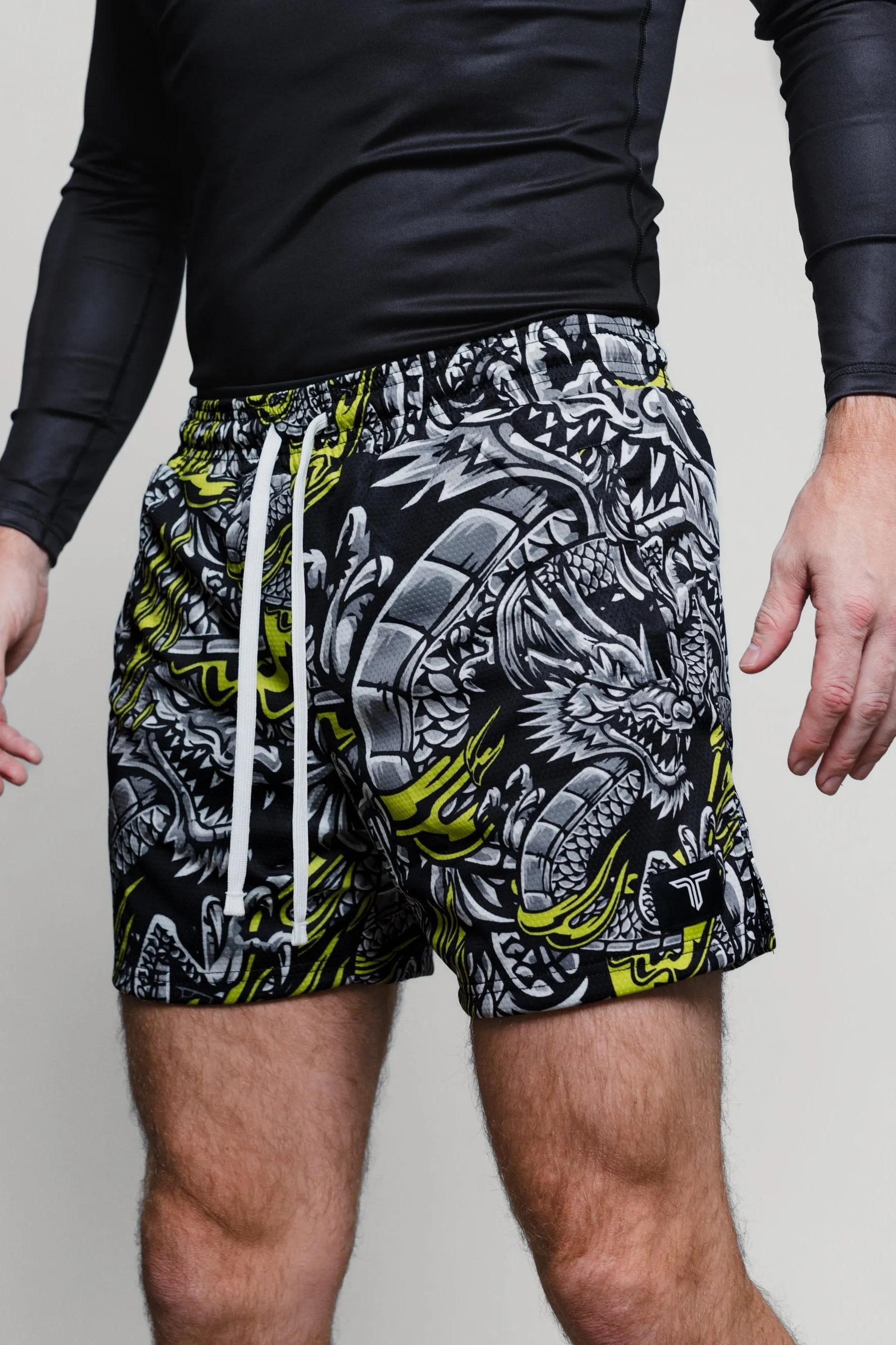 Iron Dragon Mesh Training Short (5" Inseam) - Black Acid