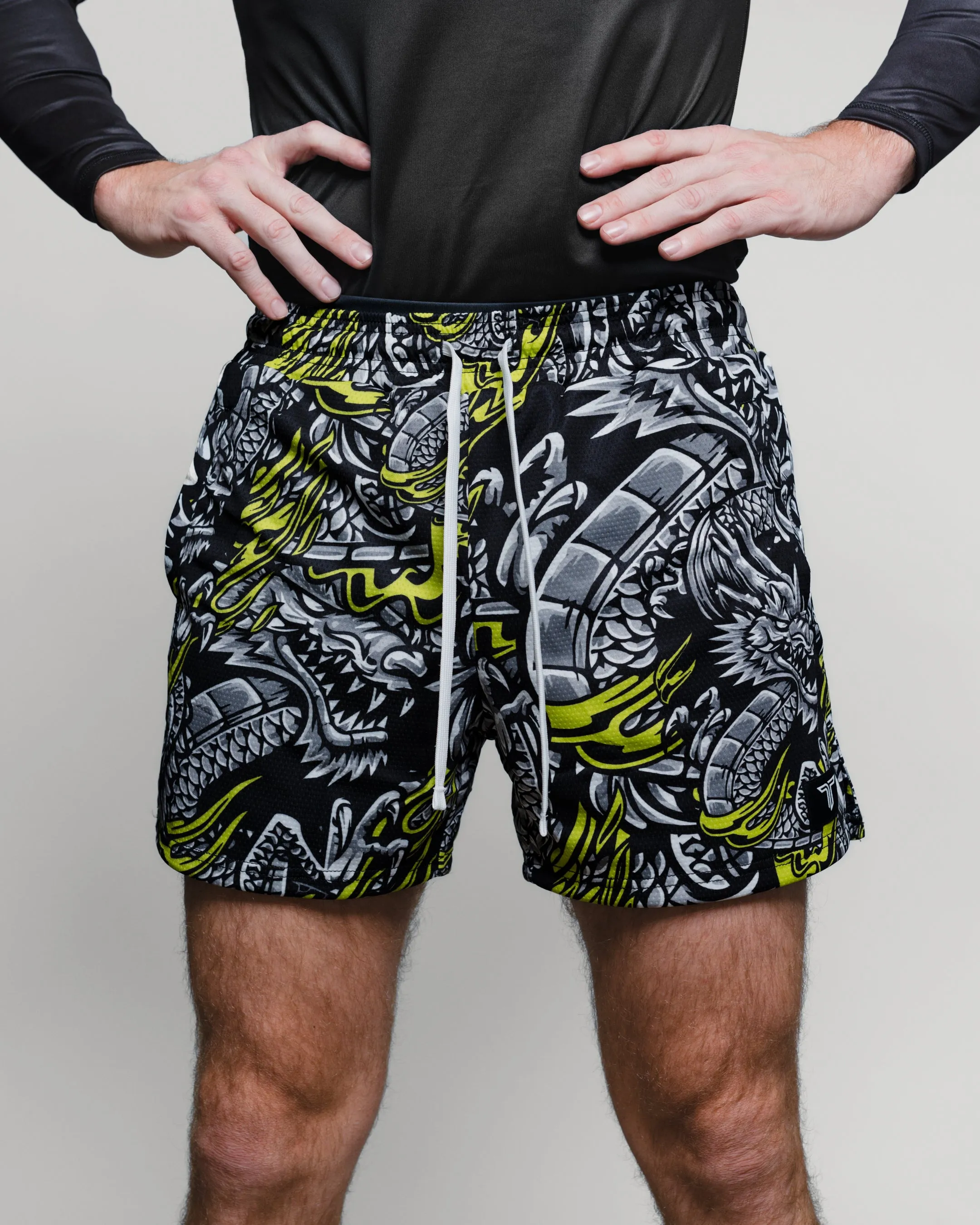 Iron Dragon Mesh Training Short (5" Inseam) - Black Acid