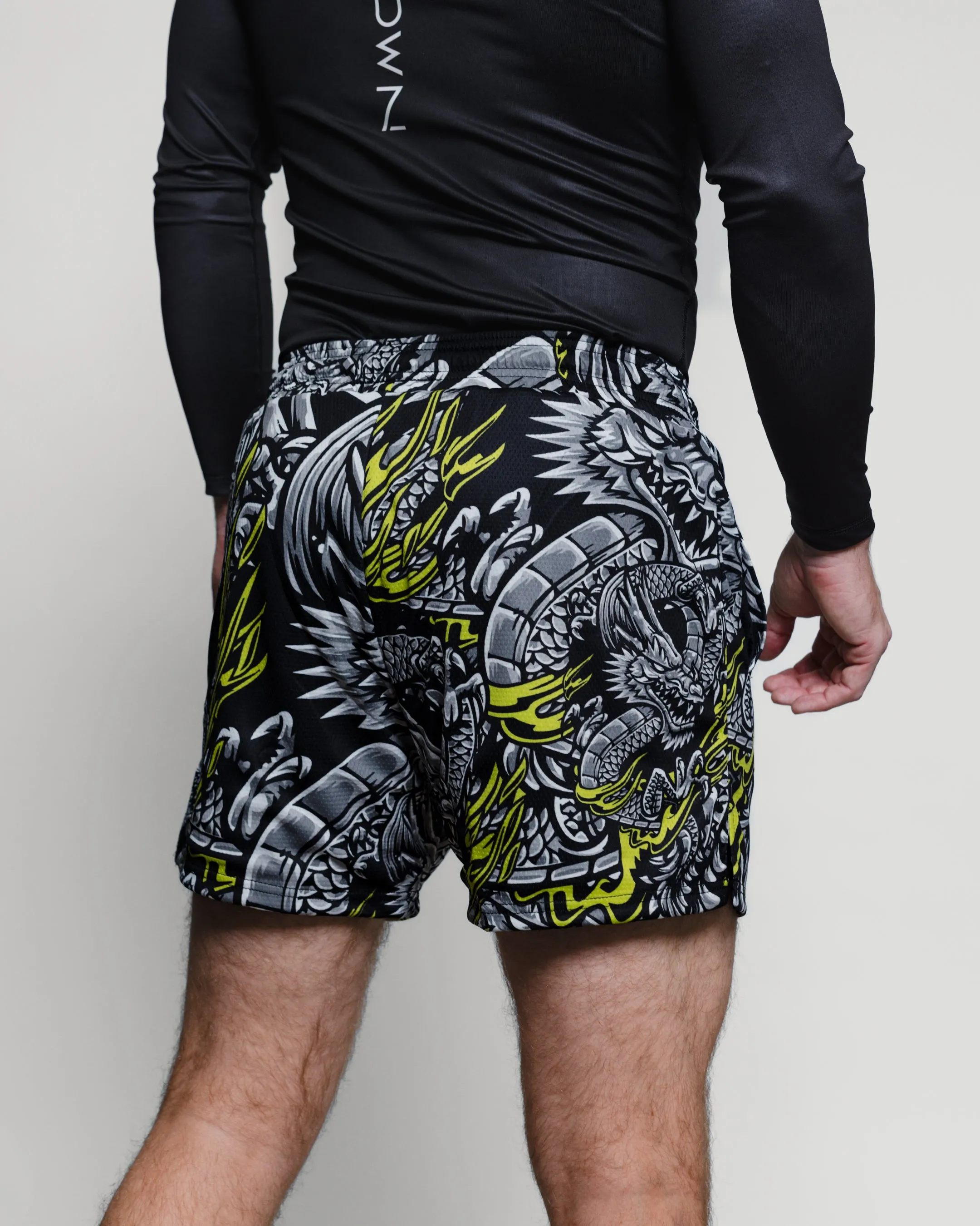 Iron Dragon Mesh Training Short (5" Inseam) - Black Acid