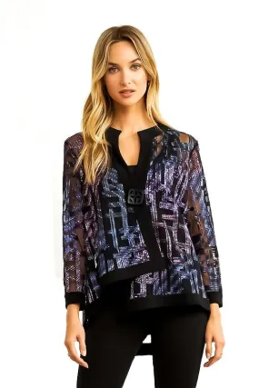 Joseph Ribkoff Purple/Multi/Black Mesh Jacket 204334