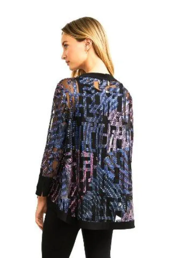 Joseph Ribkoff Purple/Multi/Black Mesh Jacket 204334