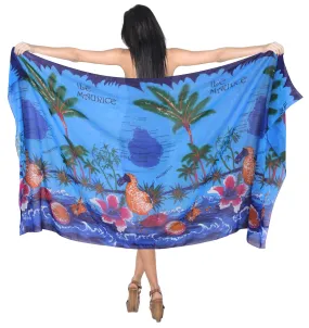 LA LEELA Women's Swimwear Pareo Cover Up Sarong Wrap Skirts 69"x42" Blue_E174