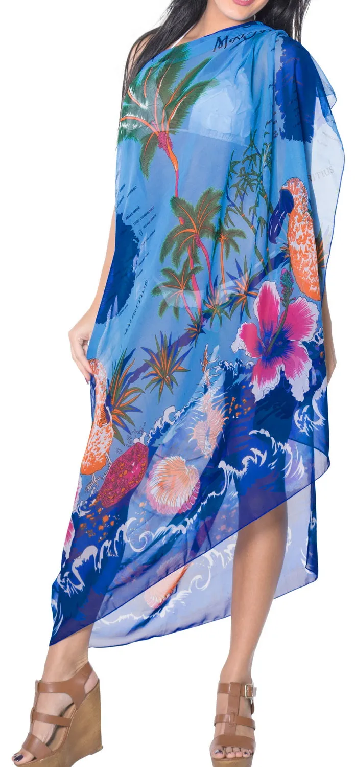 LA LEELA Women's Swimwear Pareo Cover Up Sarong Wrap Skirts 69"x42" Blue_E174