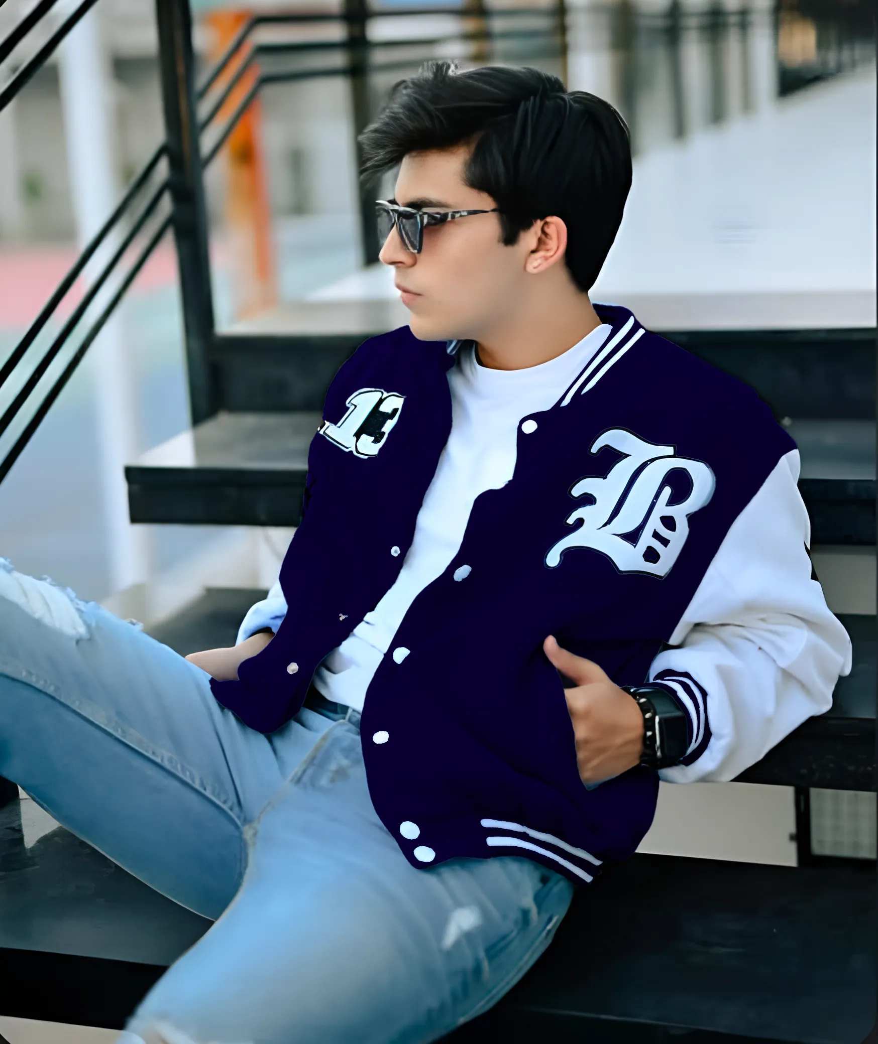 LA Letterman Jacket Navy Blue | Varsity Jackets | The Divine Shop | Unisex