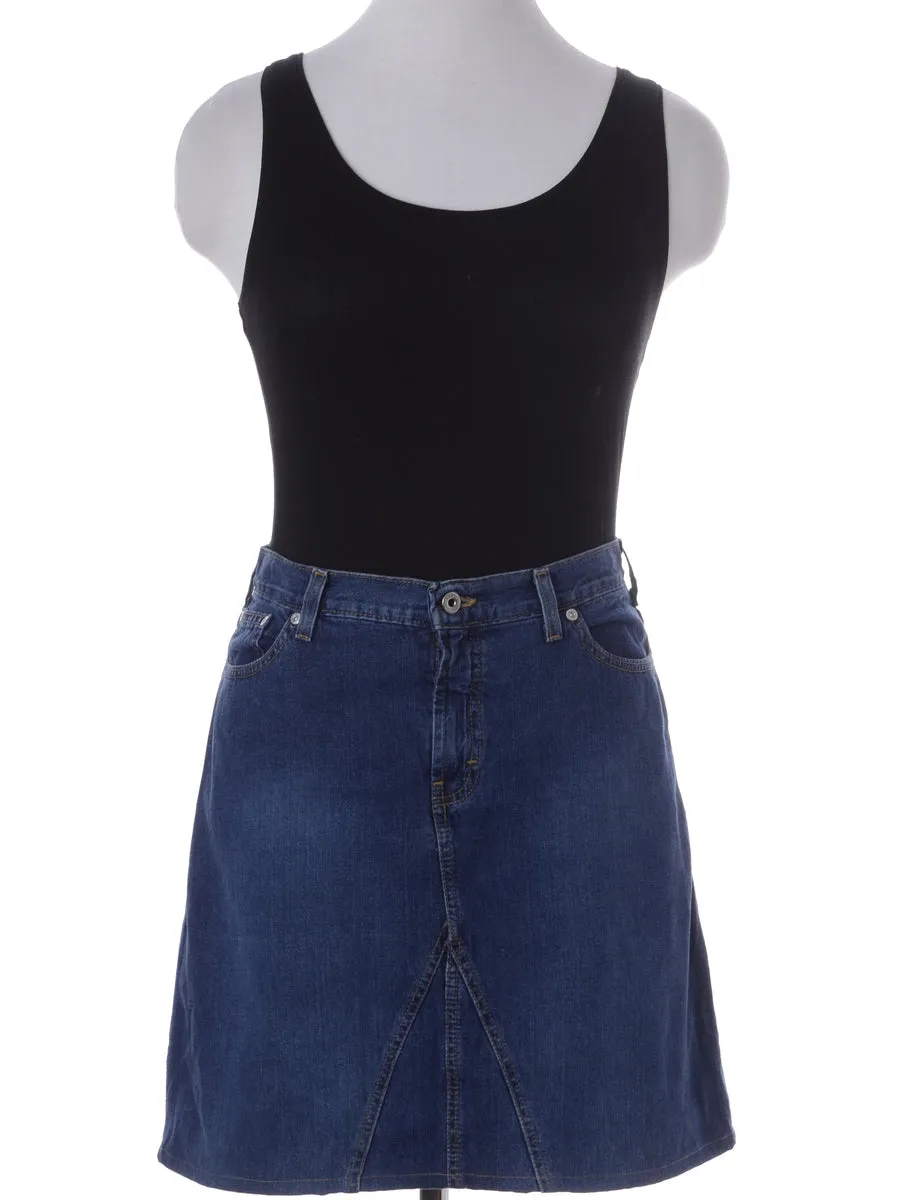 Label Short Denim Skirt