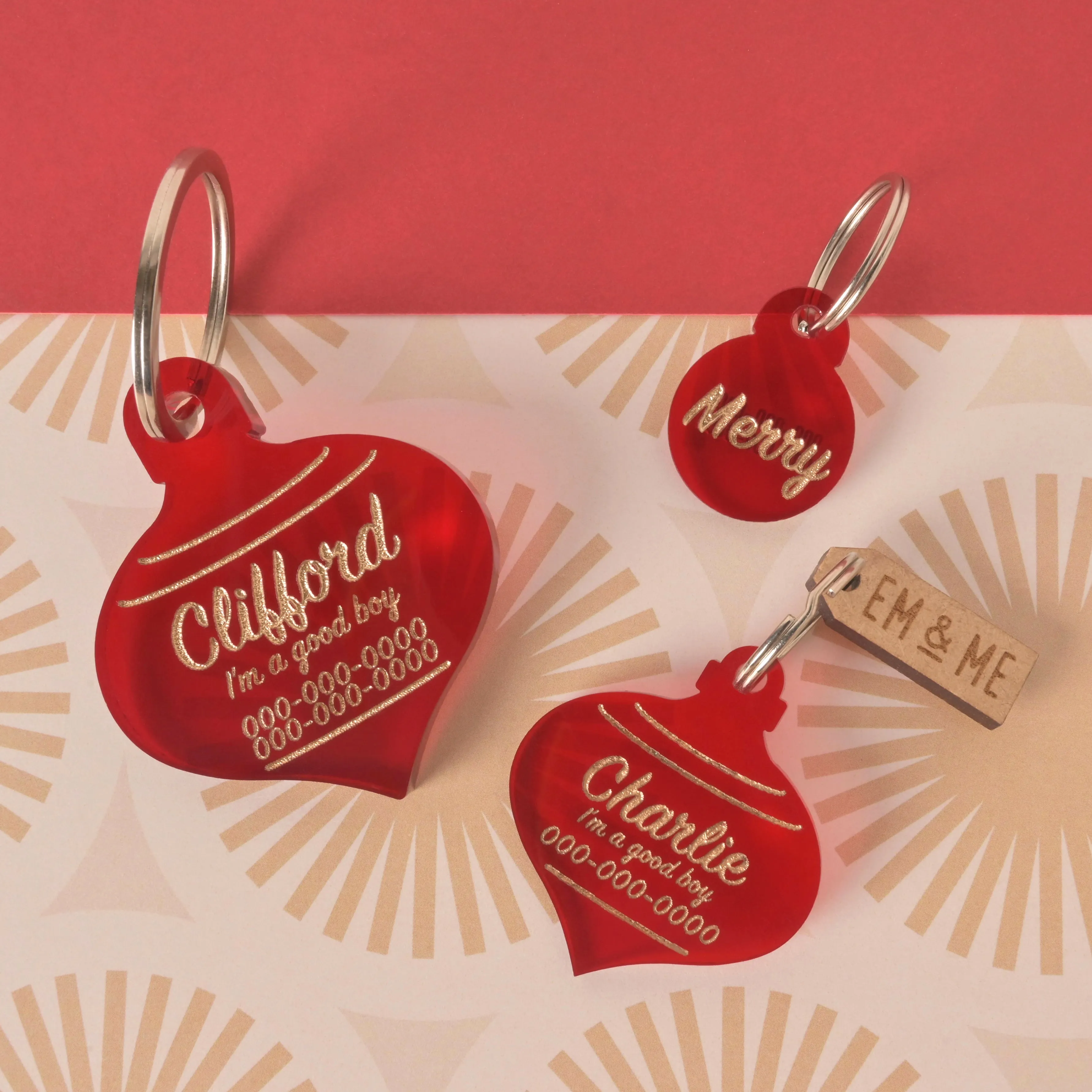 Large Christmas Ornament Personalized Pet Tag