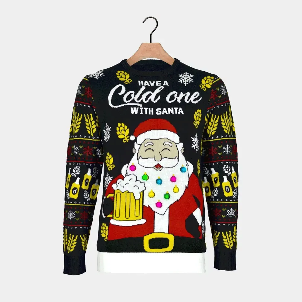 LED Light-Up Christmas Sweater – Santa’s Cheers