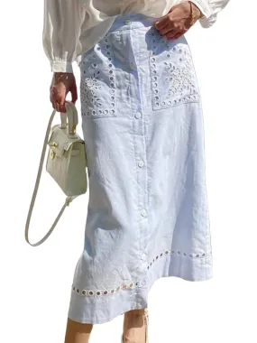 Light blue eyelet maxi skirt