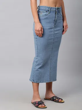 Light Wash 5 Pocket Denim Pencil Skirt