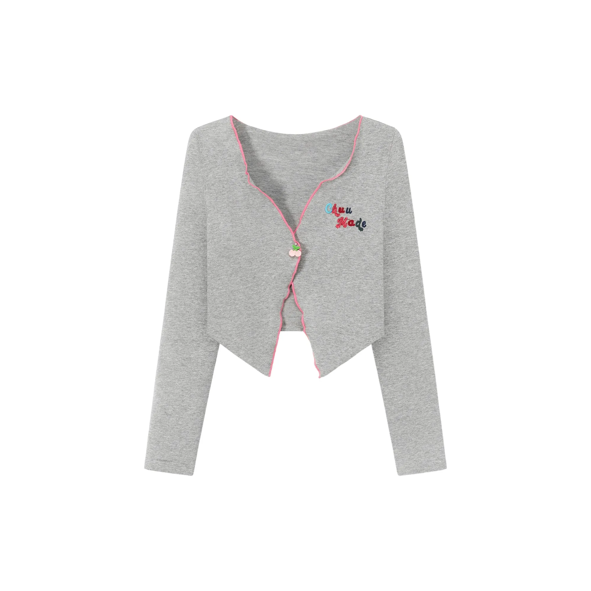 Logo Embroidered Ruffle Cardigan