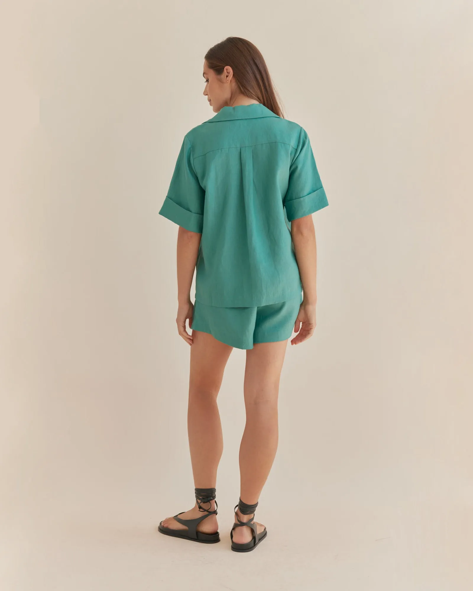 Maelle Linen Shirt - Evergreen