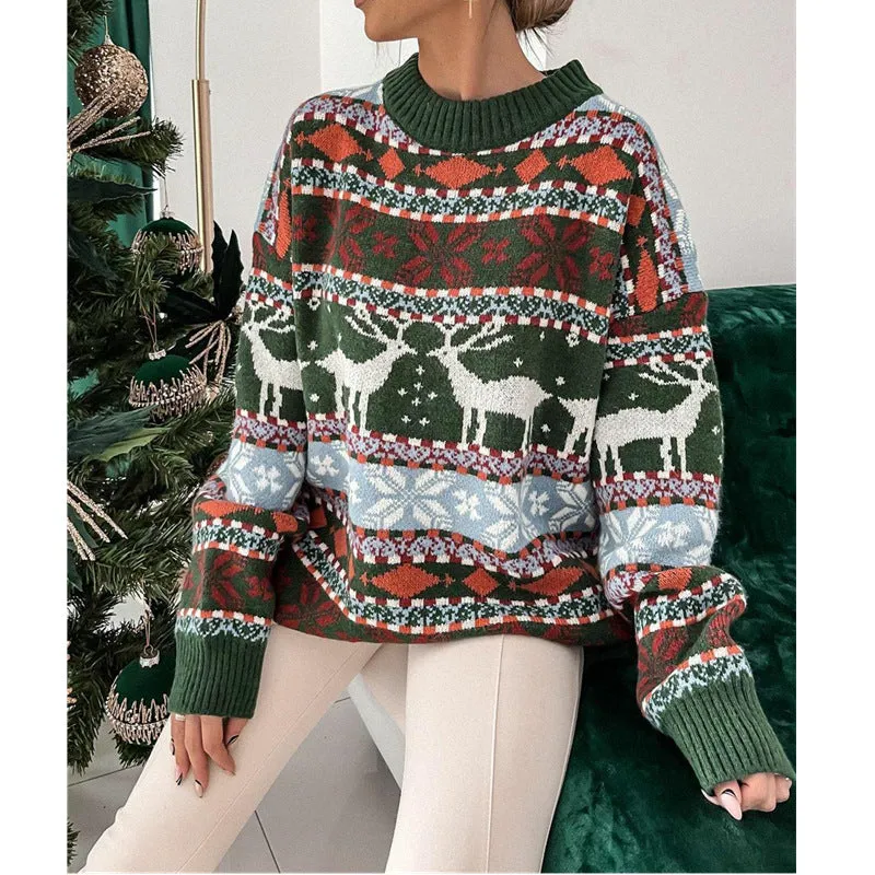 Marilyn New Year Christmas Loose O-neck Women Pullover