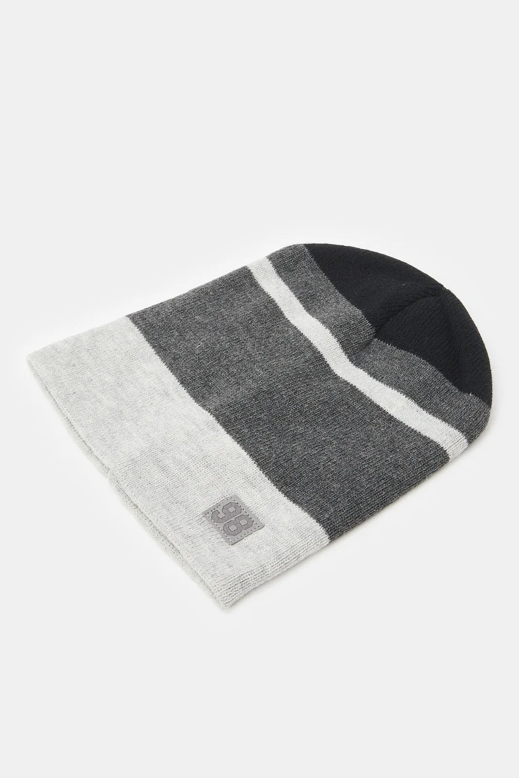 Men Grey And Burgundy Knitted Cap Set (Pack of 2)