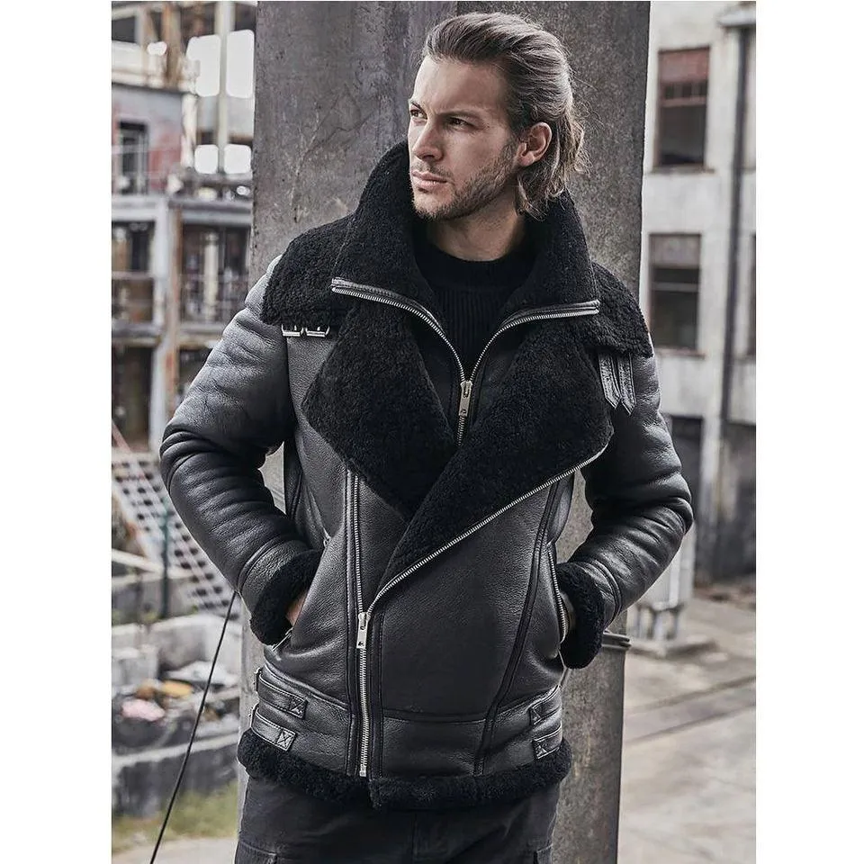 Men's Classic B3 Sheepskin Shearling Motorcycle Jacket